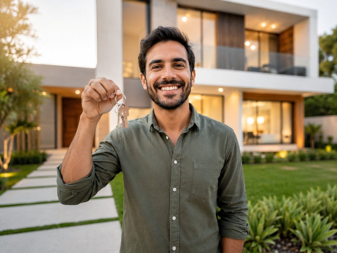 Cliente recebendo as chaves do imóvel conquistado com a Vértice
